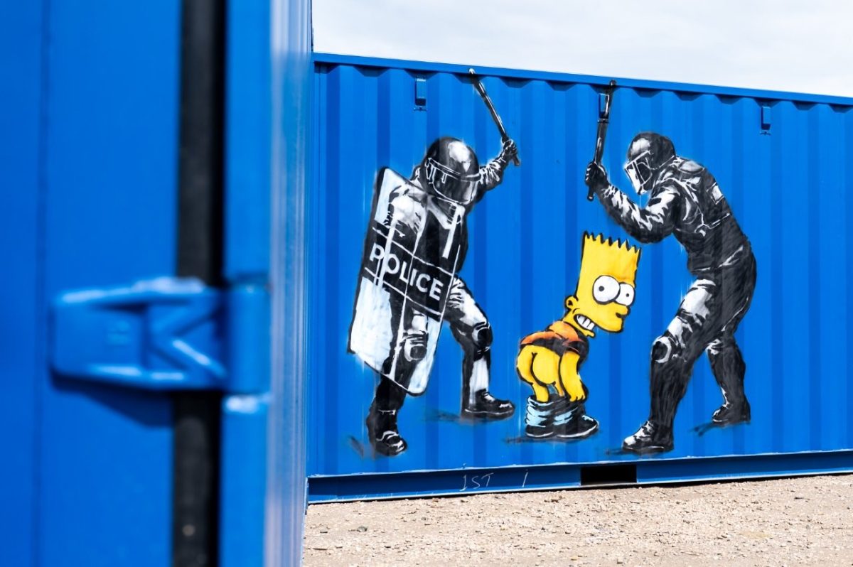 The Rebel Bear’s mural painted on a BOXXS storage unit at Mill Road Industrial Estate