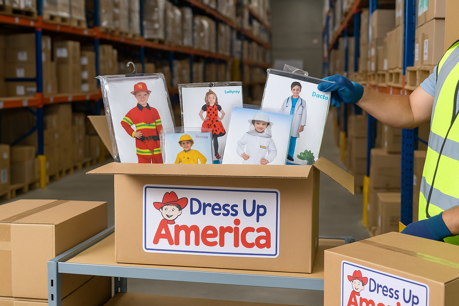 Interior of the Dress Up America distribution centre at Mill Road Industrial Estate