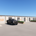 Artist’s impression showing the modular hybrid workspace units developed by SRA Ventures at Mill Road Industrial Estate