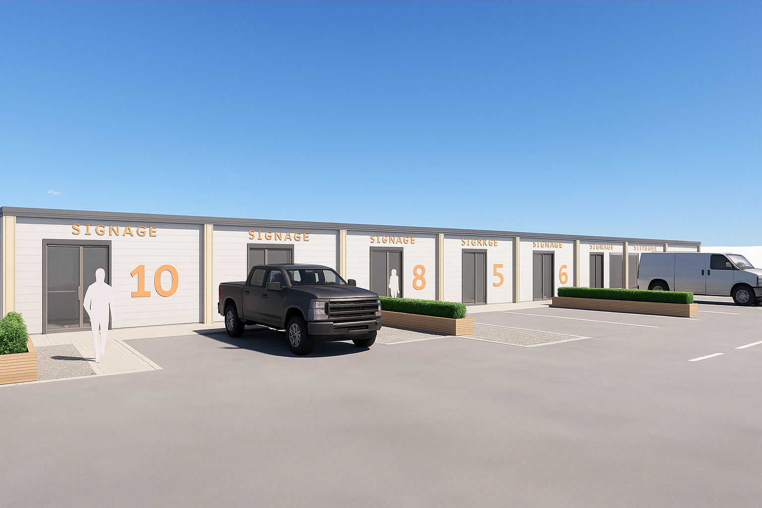 Artist’s impression showing the modular hybrid workspace units developed by SRA Ventures at Mill Road Industrial Estate
