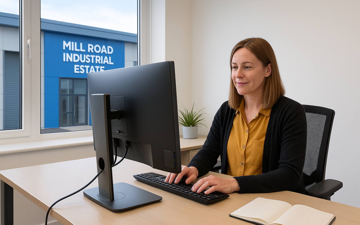 New business owner in Linlithgow working from a flexible office space in Mill Road Industrial Estate