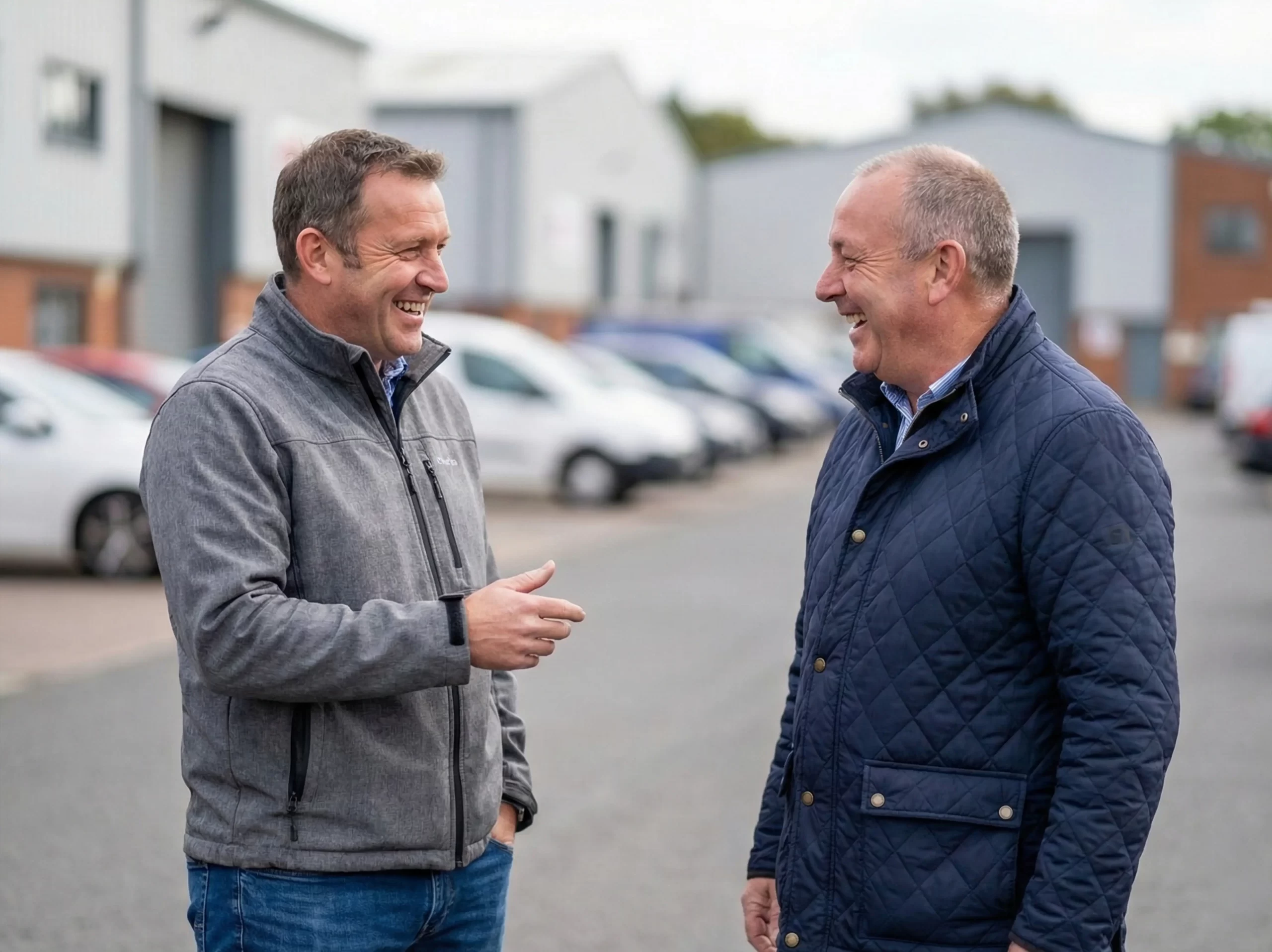 Business owners speaking at Mill Road Industrial Estate, showing how business location and staff retention are influenced by accessibility and working environment