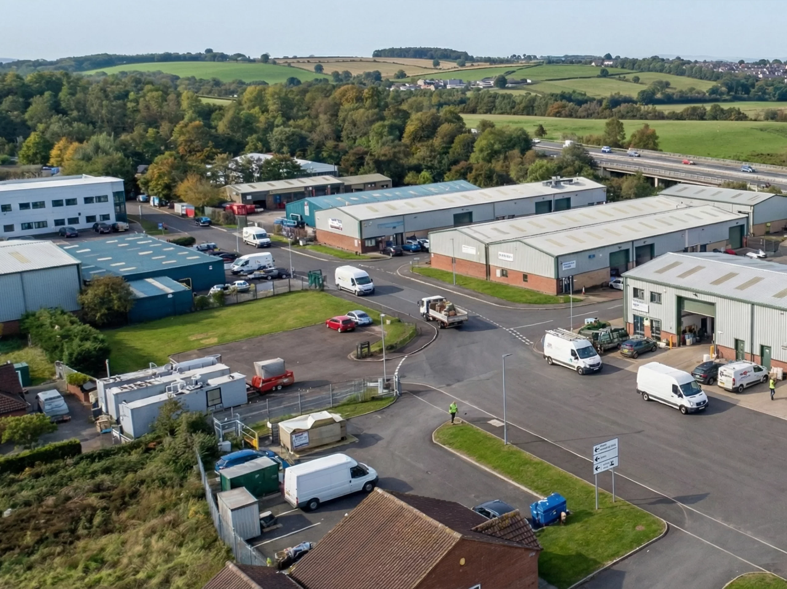 Modern industrial estates supporting regional economic growth. Mill Road Industrial Estate with active local businesses